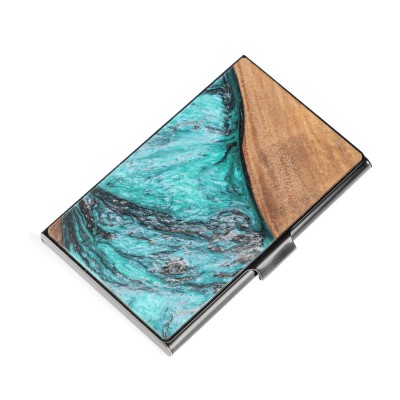 Picture for: Business Card Holder Black Bewood Unique  Turquoise