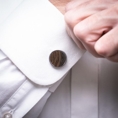 Picture 2 for: Cufflinks Bewood  Ziricote  Silver  18mm