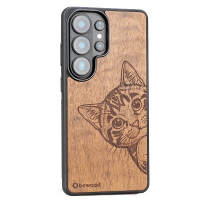 Obrazek 2 dla: Drewniane Etui Bewood do Samsung Galaxy S26 Ultra CAT LOVER IMBUIA